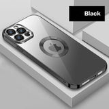 Transparent Magnetic Ring Plated iPhone Case With HD Glass Camera Protector