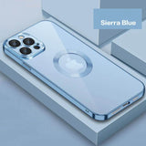 Transparent Magnetic Ring Plated iPhone Case With HD Glass Camera Protector