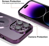 Transparent Magnetic Ring Plated iPhone Case With HD Glass Camera Protector