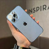 Electroplated Matte Acrylic Tempered Glass iPhone Protective Case with full camera protection