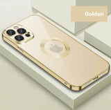 Transparent Magnetic Ring Plated iPhone Case With HD Glass Camera Protector